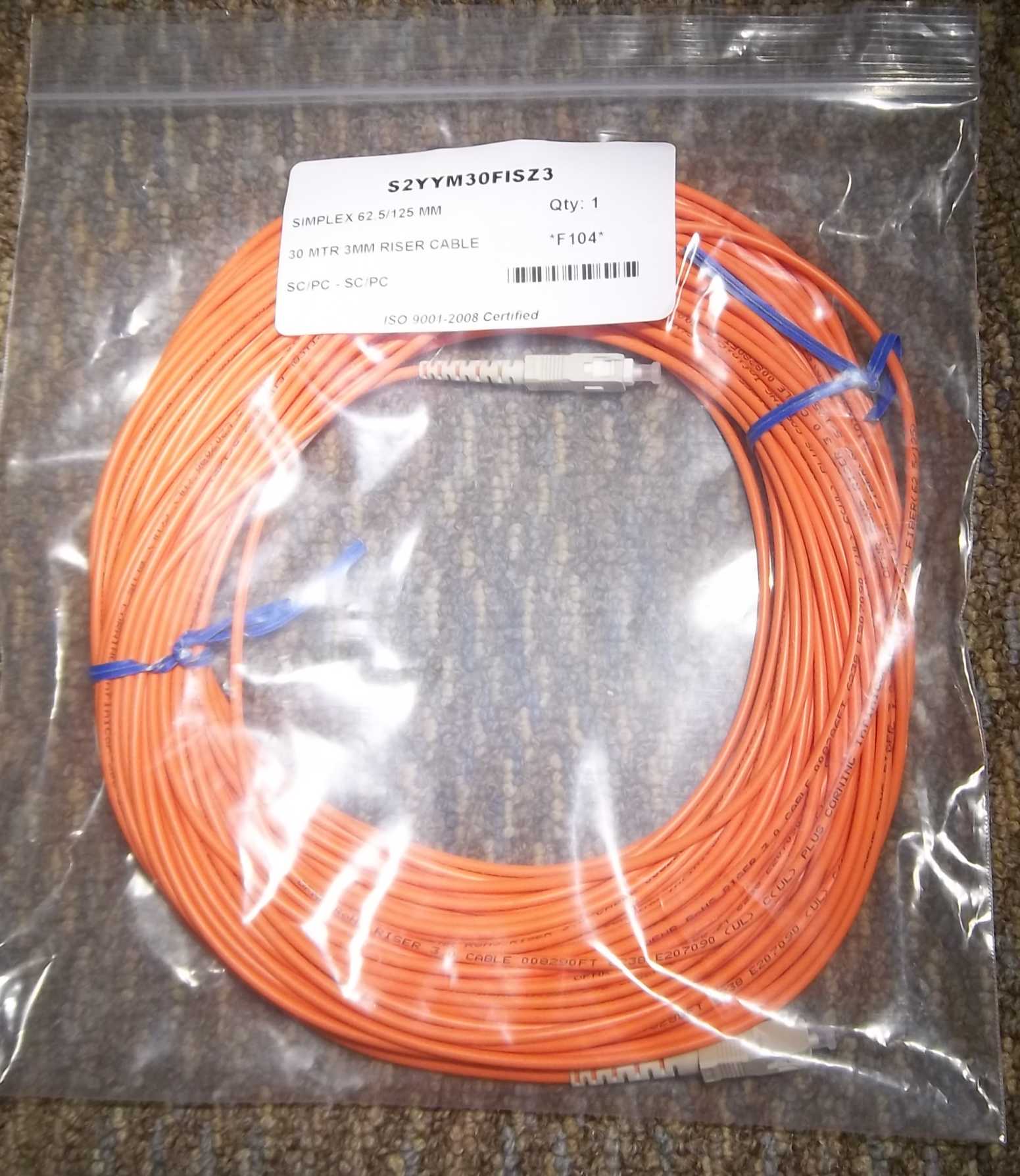 Simplex 3mm 30 meter fiber optic riser cable